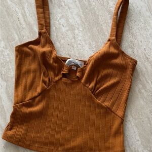 Privacy Please Cinnamon Ribbed Crop Top